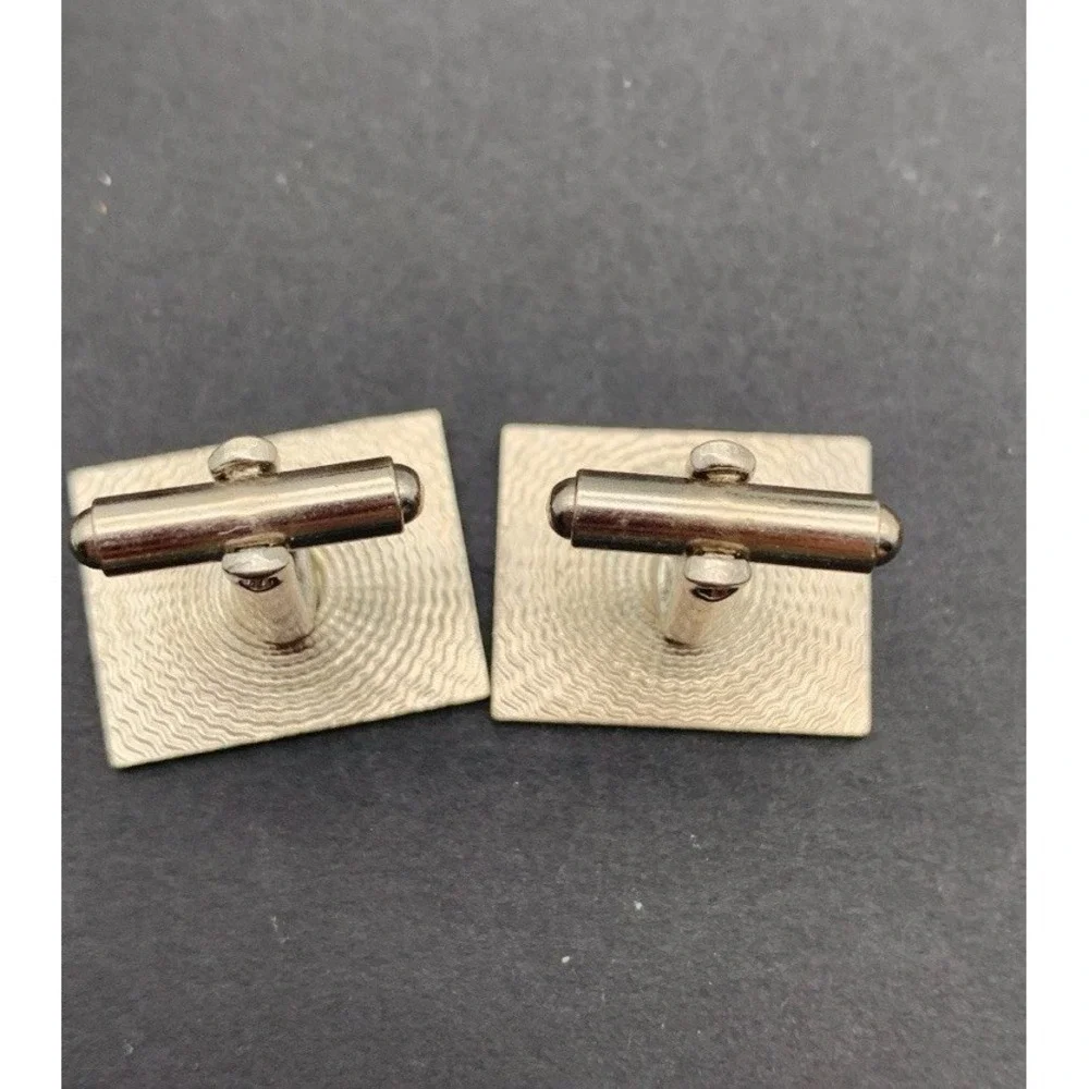 Vintage Silver Tone Etched Classic Cufflinks